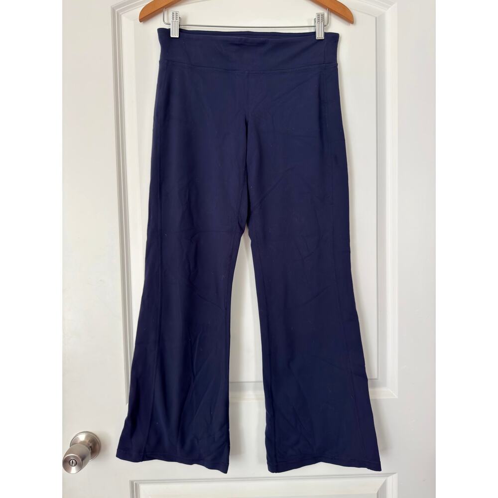 Athleta Navy Blue Flared Yoga Pants Leggings High Rise Size MP Medium Petite